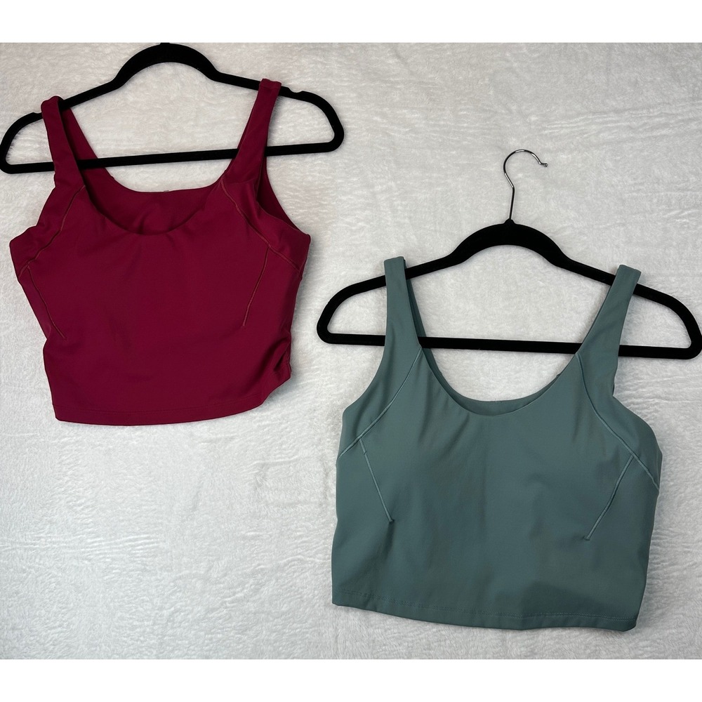 CALIA Sports Bra Top Lot of 2 Women L Pink Green Longline Lycra Spandex WAX14705